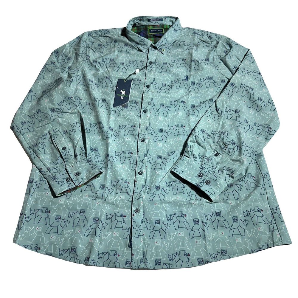 William Murray Scotch Blend Button Down Shirt Carolina Blue Scottie Size XL NWT